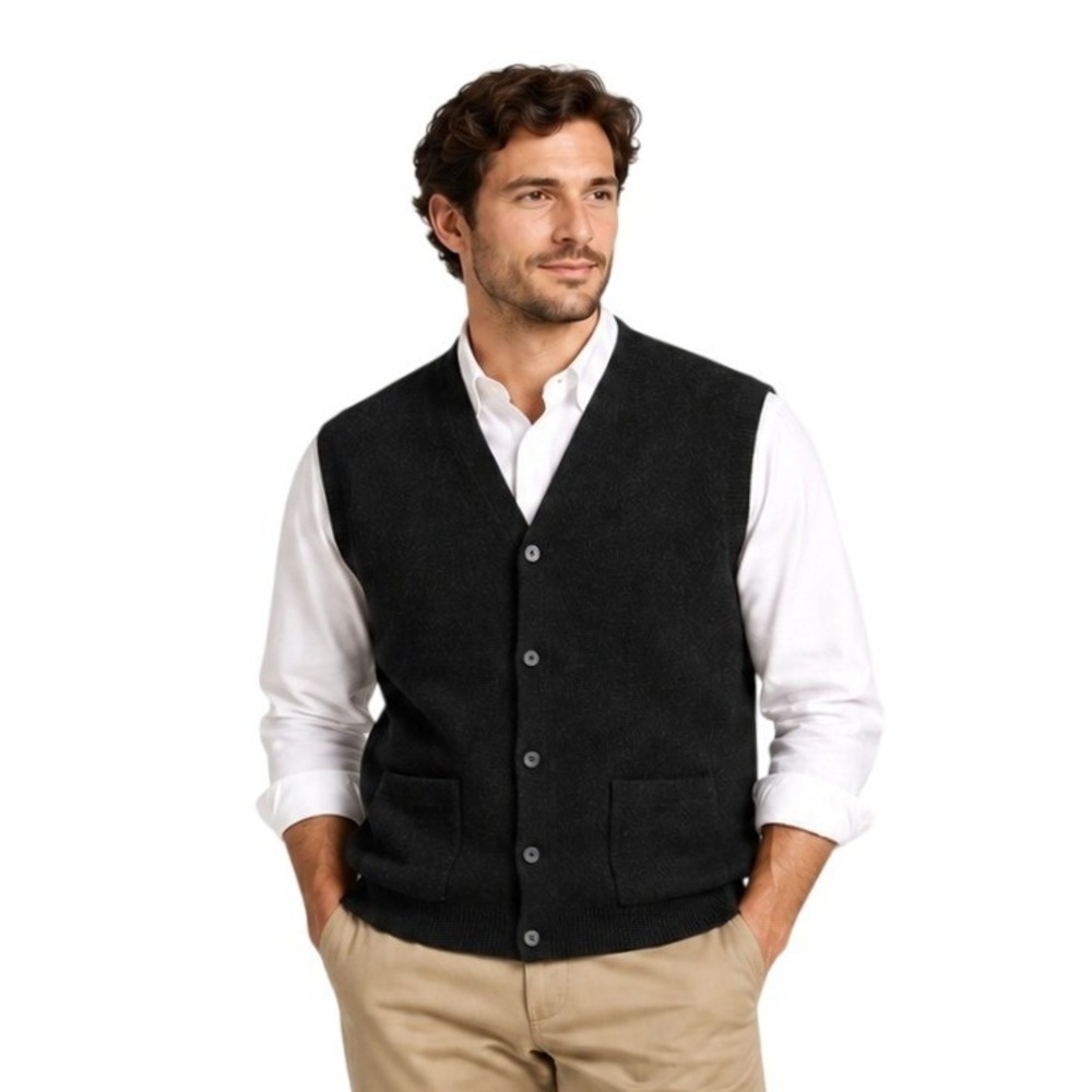 Pendleton Sweater Vest Men's Size XL Charcoal Grey 100% Cashmere Button Vintage